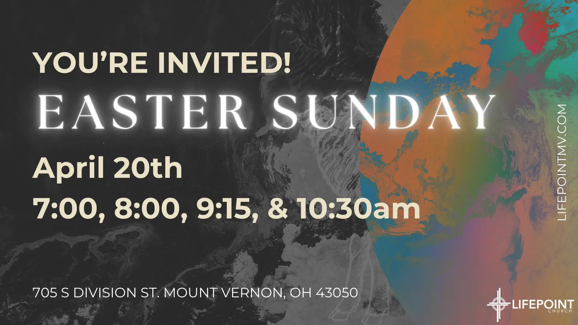 Easter Sunday: April 20th, 7:00, 8:00, 9:15, & 10:30am